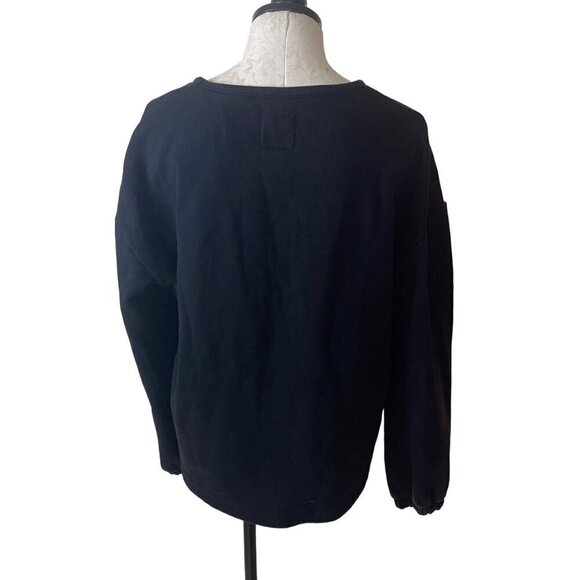 Chaser Womens Sweatshirt Size XL Black Knit Long Sleeve Crew Neck Cotton - Picture 7 of 8